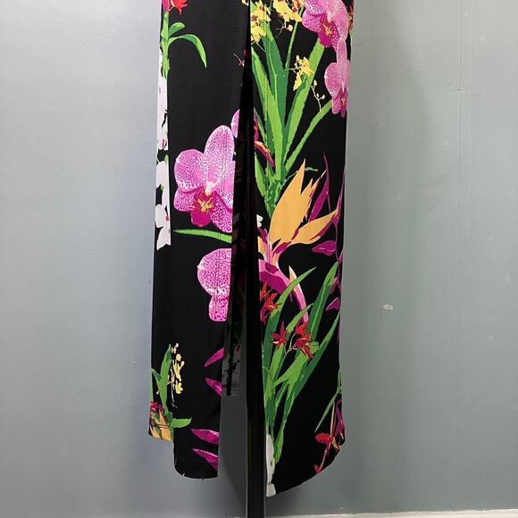 G.I.L.I. Got It Love It Short Sleeve Black Floral Bodycon Maxi Dress Size XSP - Picture 10 of 15